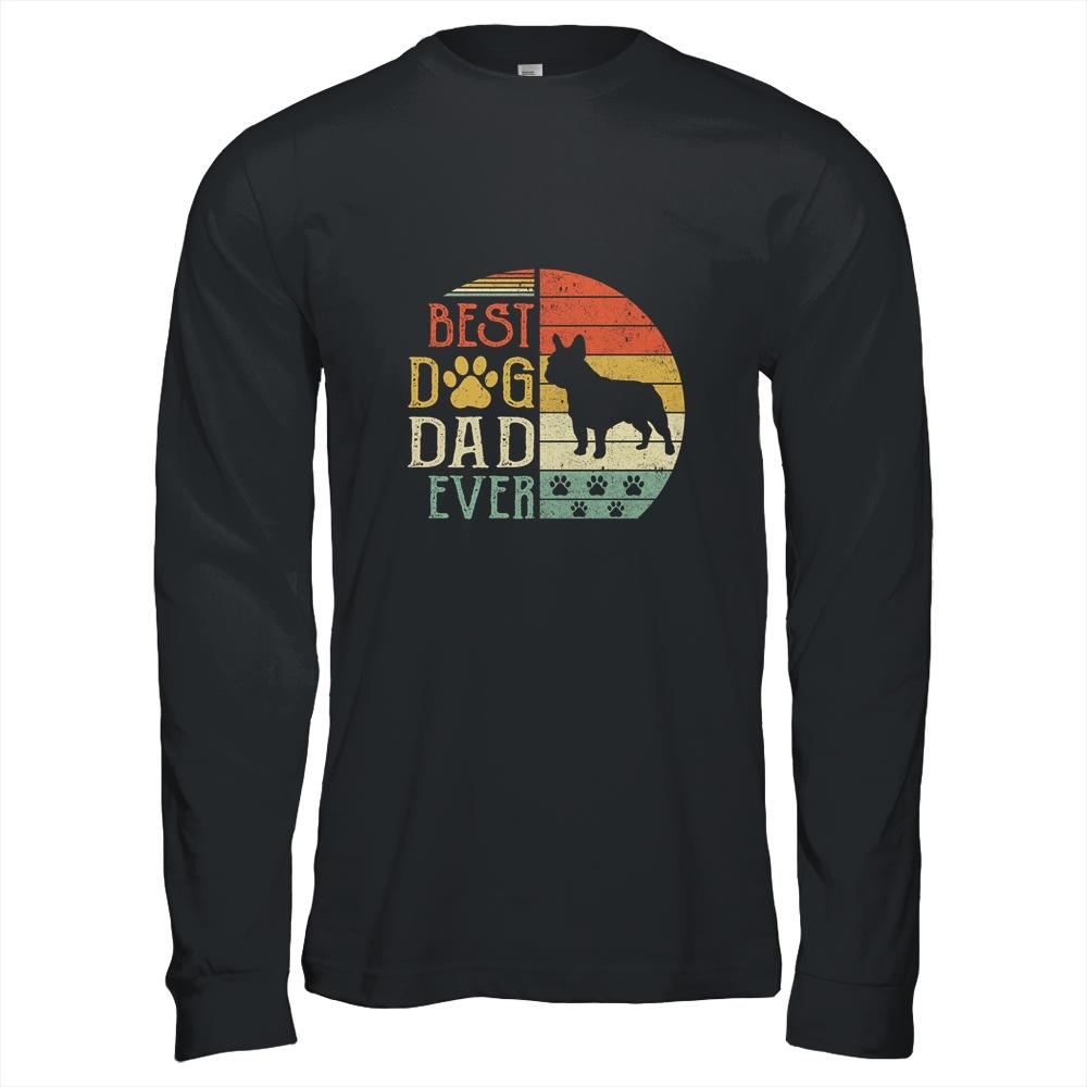 Bulldog Best Dog Dad Ever Vintage Father's Day Retro-T-Shirt & Hoodie-Long Sleeve T-Shirt-Black