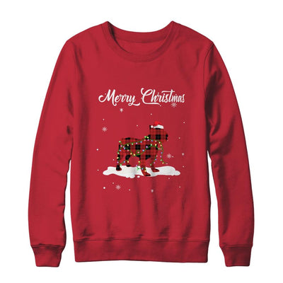 Bulldog Christmas Red Plaid Dog Lover Pajama Family Gift-T-Shirt & Sweatshirt-Crewneck Sweatshirt-Red