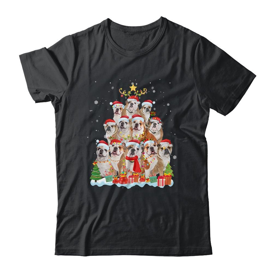 Bulldog Christmas Tree Pajama Xmas-T-Shirt & Sweatshirt-Classic T-Shirt-Black