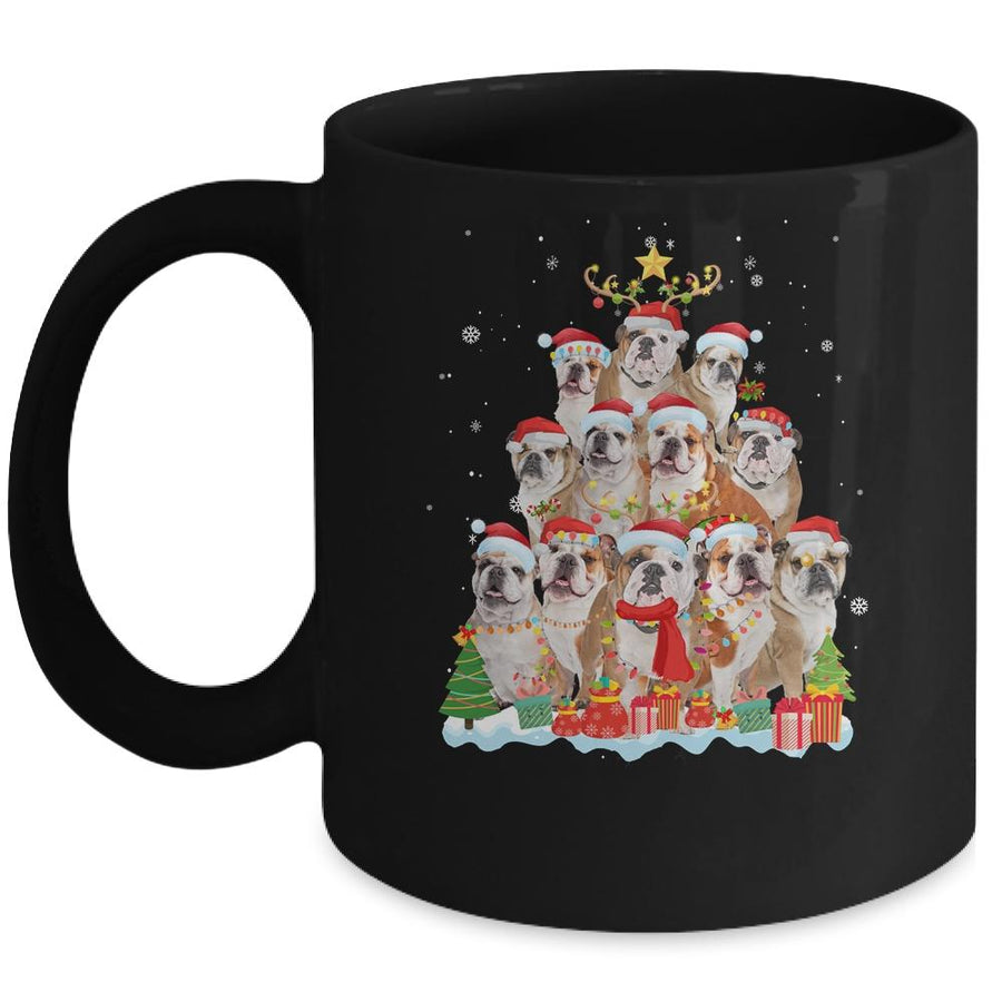 Bulldog Christmas Tree Pajama Xmas Mug-Coffee Mug-Mug-Black