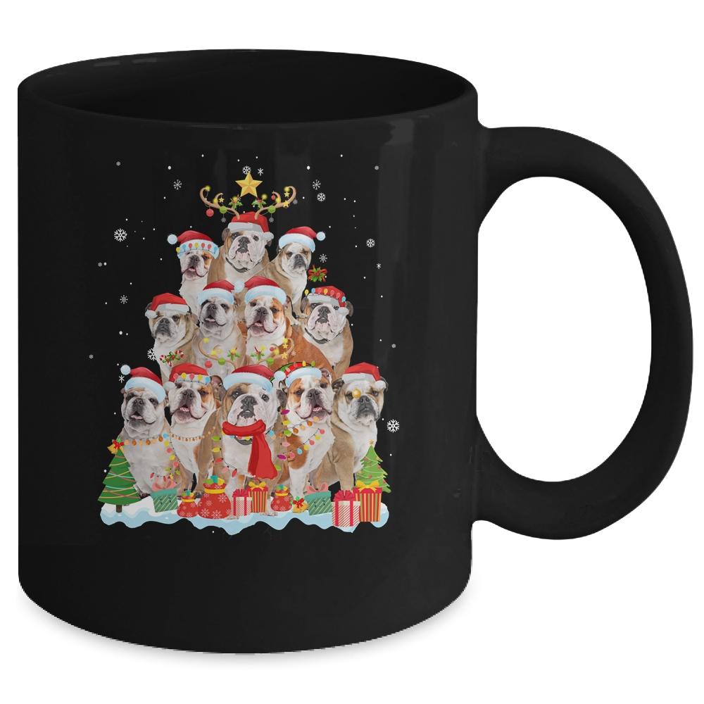 Bulldog Christmas Tree Pajama Xmas Mug-Coffee Mug-Mug-Black