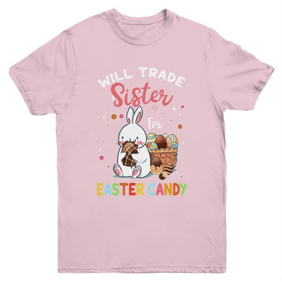 Bunny Eat Chocolate Eggs Will Trade Sister For Easter Candy Youth-Youth Shirt-Youth T-Shirt-Light Pink