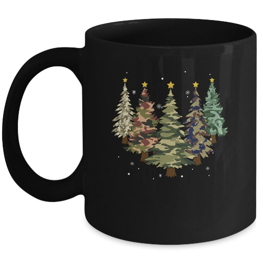 Camo Print Christmas Trees With Camouflage Print Xmas Mug-Coffee Mug-Mug-Black
