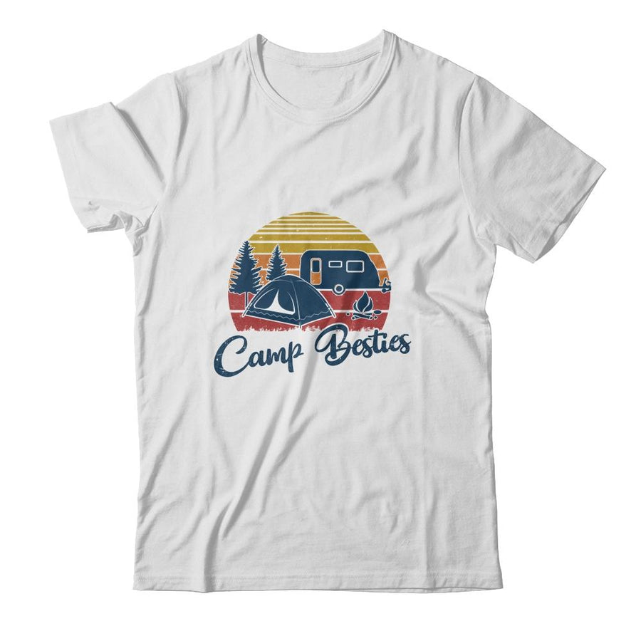 Camp Besties Camping Friends Lovers Gifts Happy Camper-T-Shirt & Hoodie-Classic T-Shirt-White