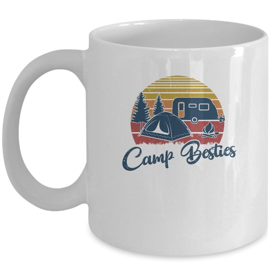 Camp Besties Camping Friends Lovers Gifts Happy Camper Mug-Coffee Mug-Mug-White