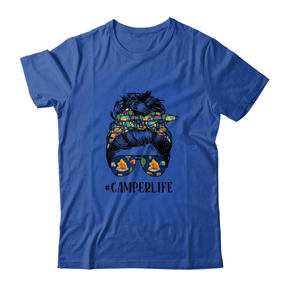 Camper Life Messy Bun Hair Mother's Day Camping Lovers-T-Shirt & Tank Top-Classic T-Shirt-Royal