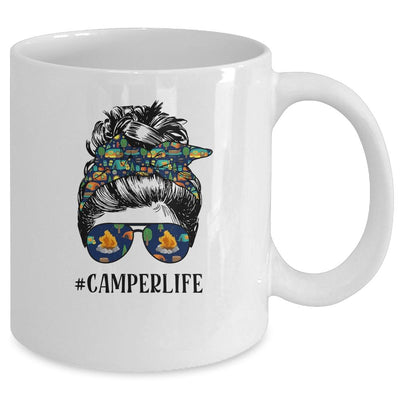 Camper Life Messy Bun Hair Mother's Day Camping Lovers Mug-Coffee Mug-