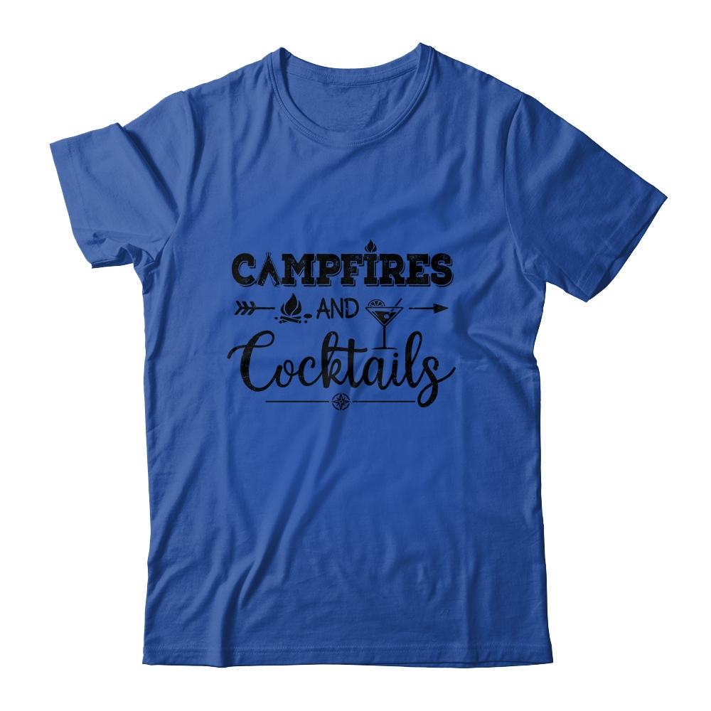 Campfires And Cocktails Love Camping Funny Drinking Wine-T-Shirt & Tank Top-Classic T-Shirt-Royal