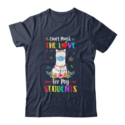 Can't Mask Love For My Students Back To School Llama Teacher-T-Shirt & Hoodie-Classic T-Shirt-Navy