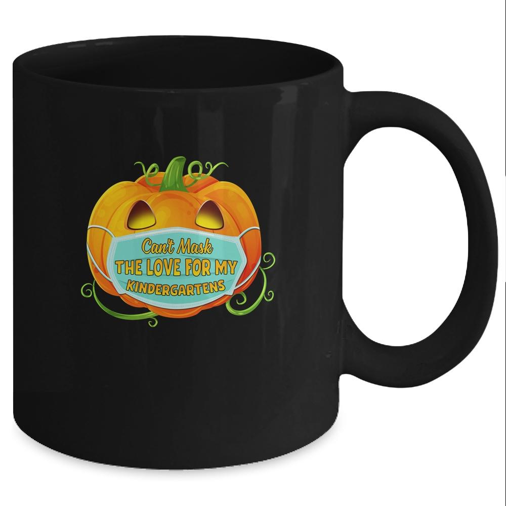 Can't Mask The Love For My Kindergarten Teacher Halloween Mug-Coffee Mug-Mug-Black