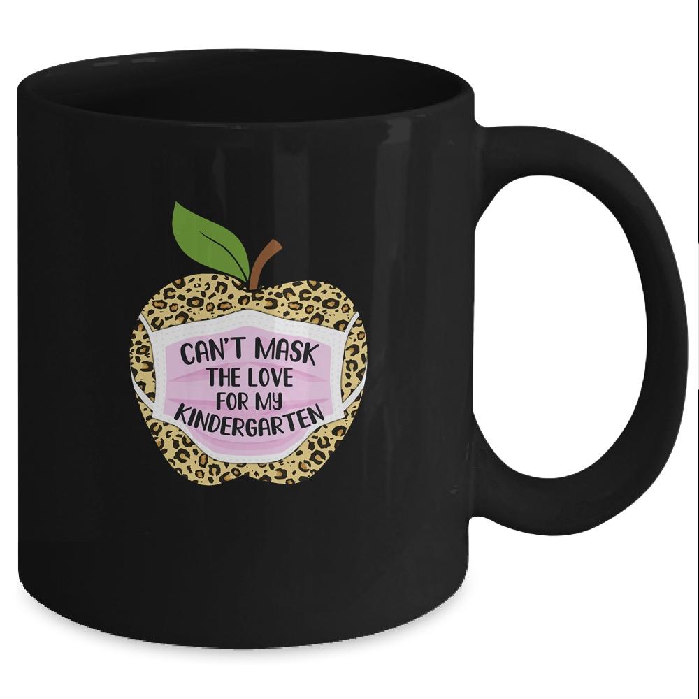 Can't Mask The Love For My Kindergarten Teacher Leopard Mug-Coffee Mug-Mug-Black