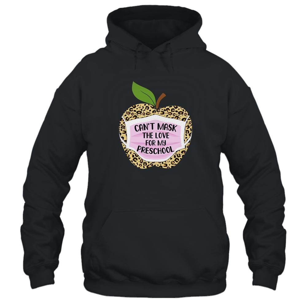 Can't Mask The Love For My Preschool Teacher Leopard-T-Shirt & Hoodie-Pullover Hoodie-Black