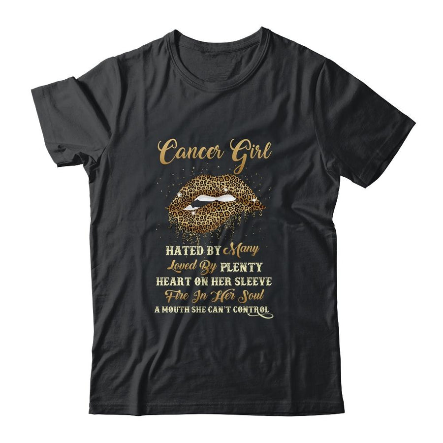 Cancer Girl Birthday Funny Leopard Lips Women-T-Shirt & Tank Top-Classic T-Shirt-Black