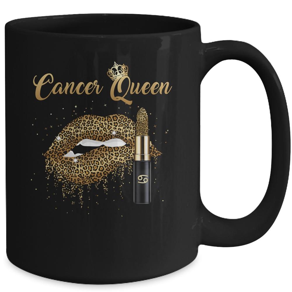 Cancer Queen Girl Leopard Birthday Lips Lipstick Sexy Lip Mug-Coffee Mug-