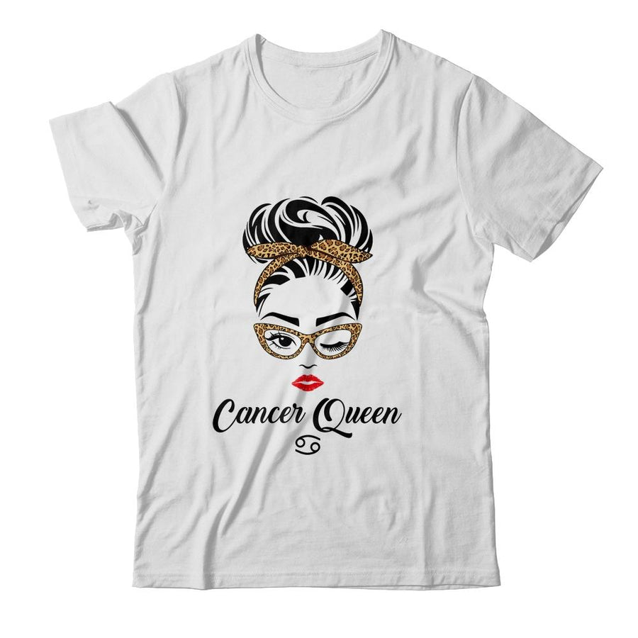 Cancer Queen Woman Leopard Lips Eyes Lady Birthday Gifts-T-Shirt & Tank Top-Classic T-Shirt-White
