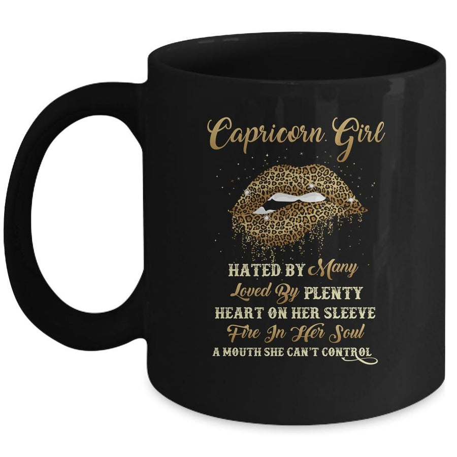 Capricorn Girl Birthday Funny Leopard Sexy Lip Mug-Coffee Mug-Mug-Black