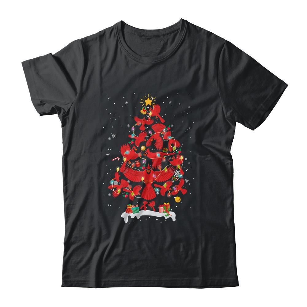 Cardinal Bird Christmas Tree Tee Cardinal Lover Xmas Gift