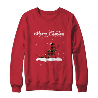 Cat Christmas Red Plaid Cat Lover Pajama Family Gift-T-Shirt & Sweatshirt-Crewneck Sweatshirt-Red