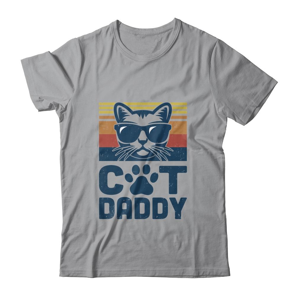 Cat Daddy Vintage 80S Style Cat Retro Sunglasses Distressed-T-Shirt & Hoodie-Classic T-Shirt-Sport Grey