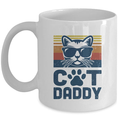 Cat Daddy Vintage 80S Style Cat Retro Sunglasses Distressed Mug-Coffee Mug-Mug-White