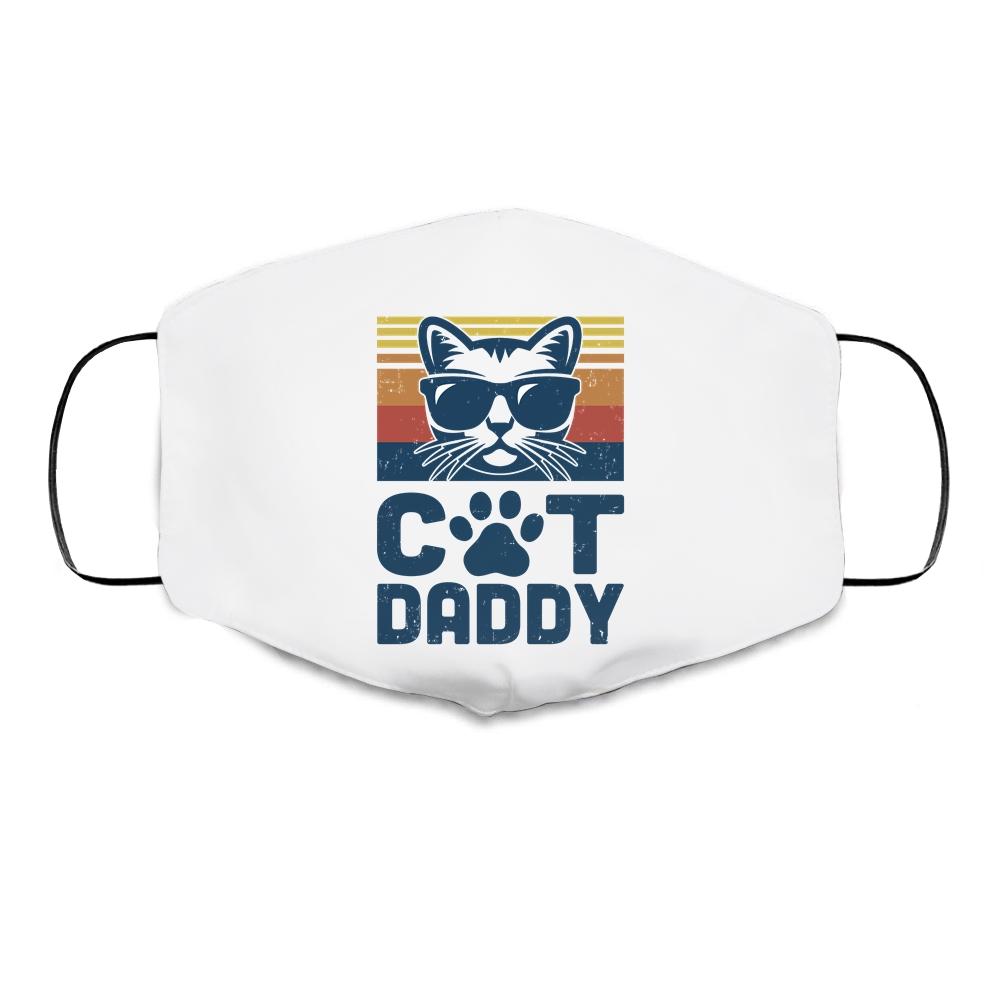 Cat Daddy Vintage 80s Style Cat Retro Sunglasses Distressed Cloth Face Mask