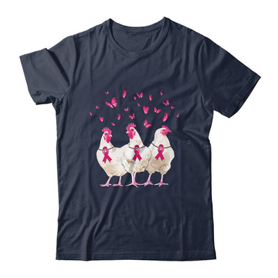 Chicken And Butterfly Breast Cancer Awareness Pink Ribbon-T-Shirt & Hoodie-Classic T-Shirt-Navy