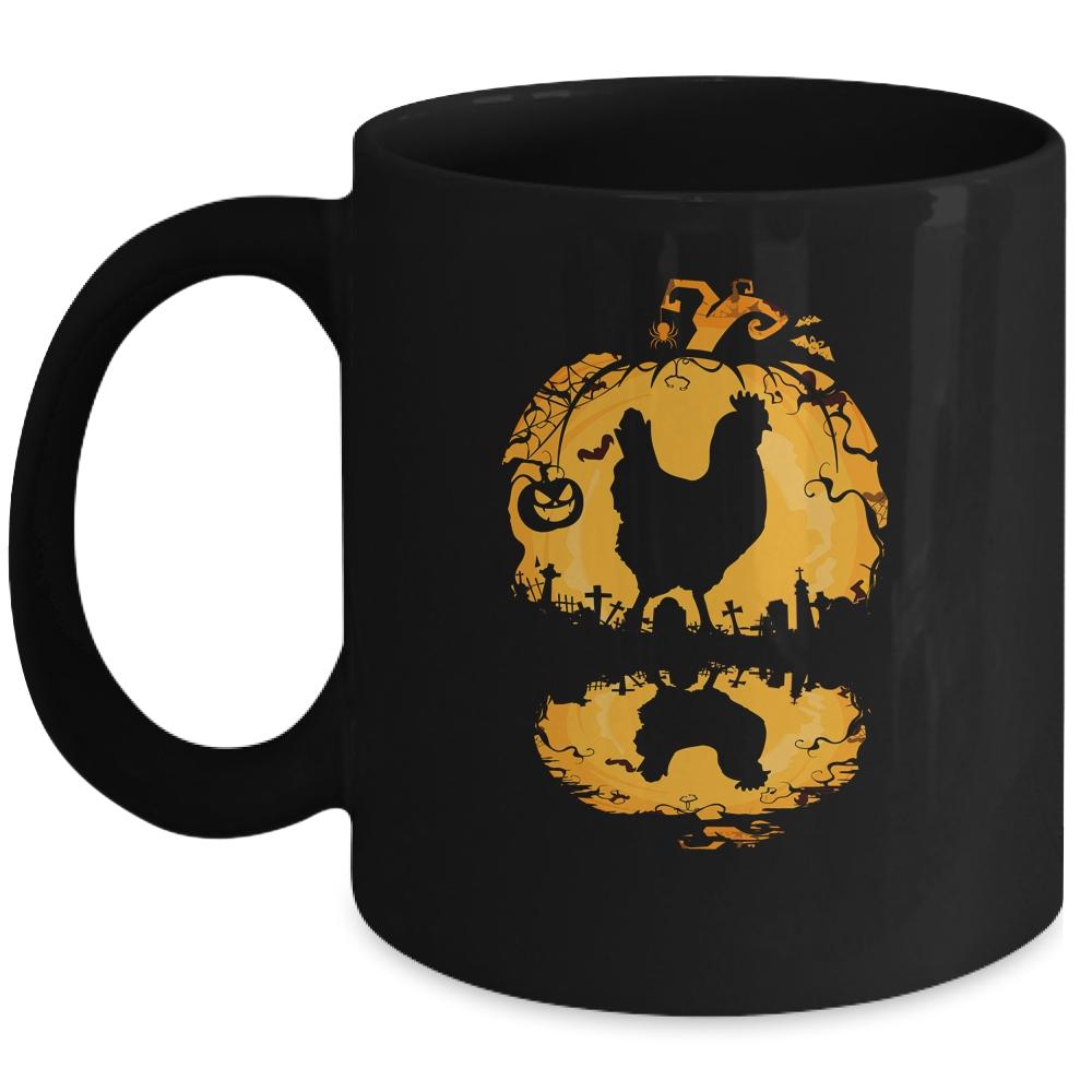 Chicken Silhouette Pumpkin Halloween Costume Men Women Mug-Coffee Mug-Mug-Black
