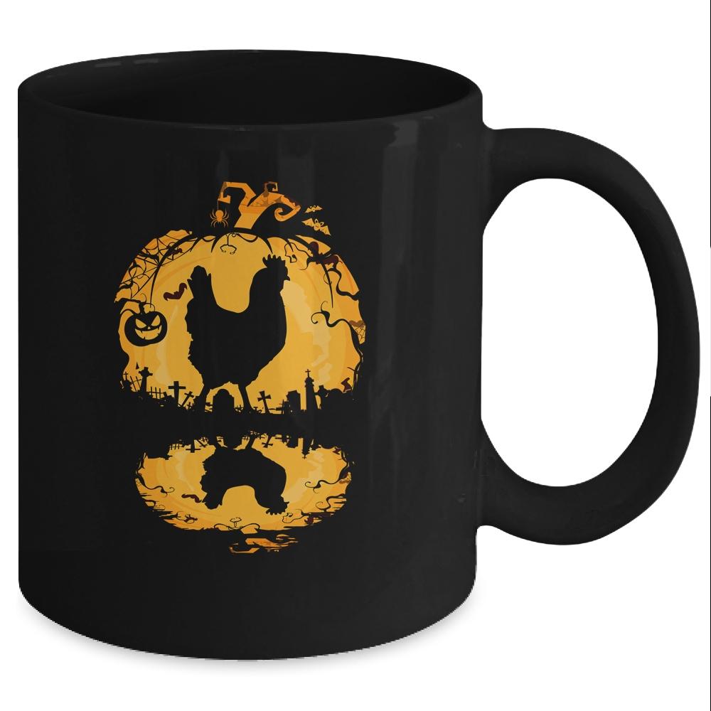 Chicken Silhouette Pumpkin Halloween Costume Men Women Mug-Coffee Mug-Mug-Black