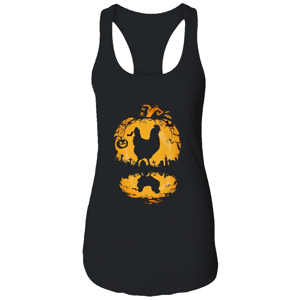 Chicken Silhouette Pumpkin Halloween Costume Men Women-T-Shirt & Tank Top-Women's Ideal Racerback Tank-Black