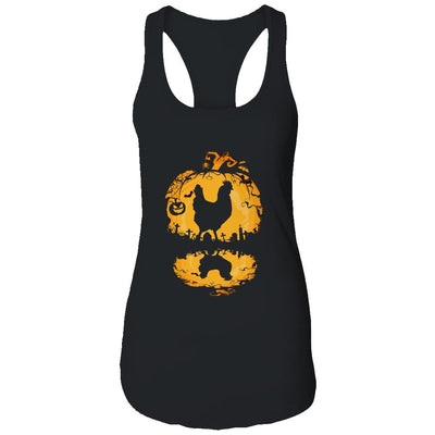 Chicken Silhouette Pumpkin Halloween Costume Men Women-T-Shirt & Tank Top-Women's Ideal Racerback Tank-Black