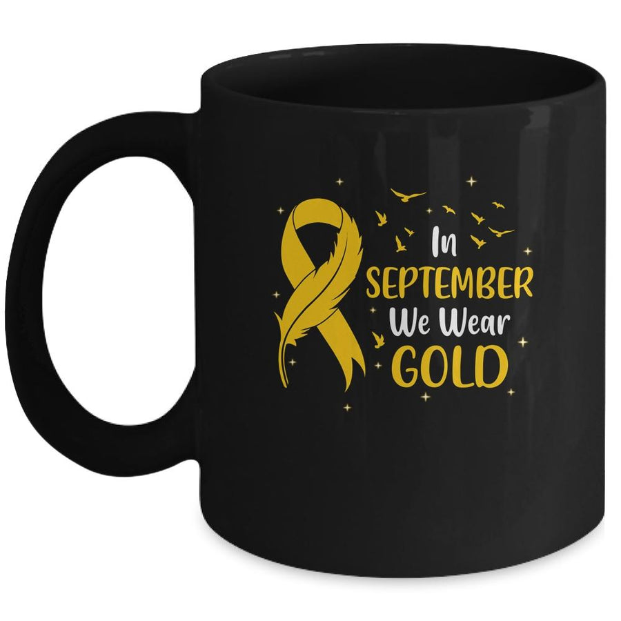 Childhood Cancer Awareness In September We Wear Gold Ribbon Mug-Coffee Mug-Mug-Black