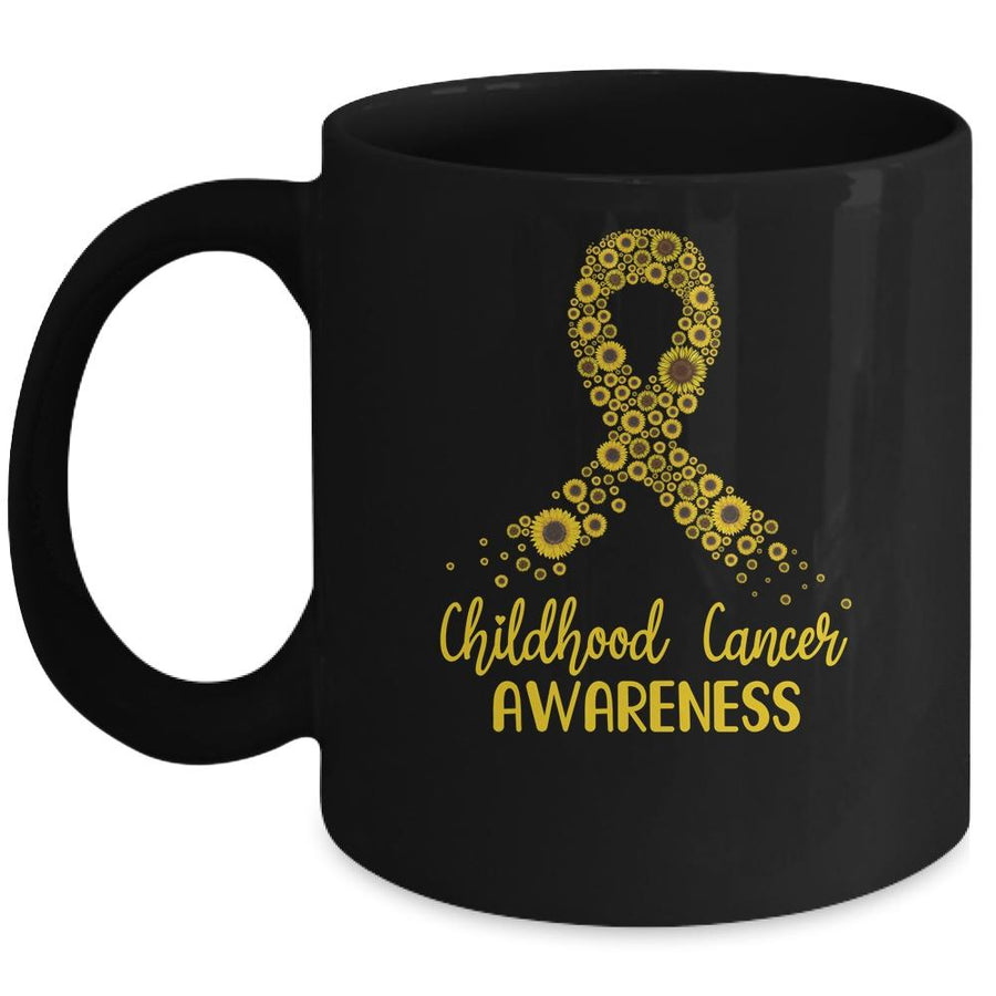 Childhood Cancer Awareness September Month Sunflower Gold Mug-Coffee Mug-Mug-Black