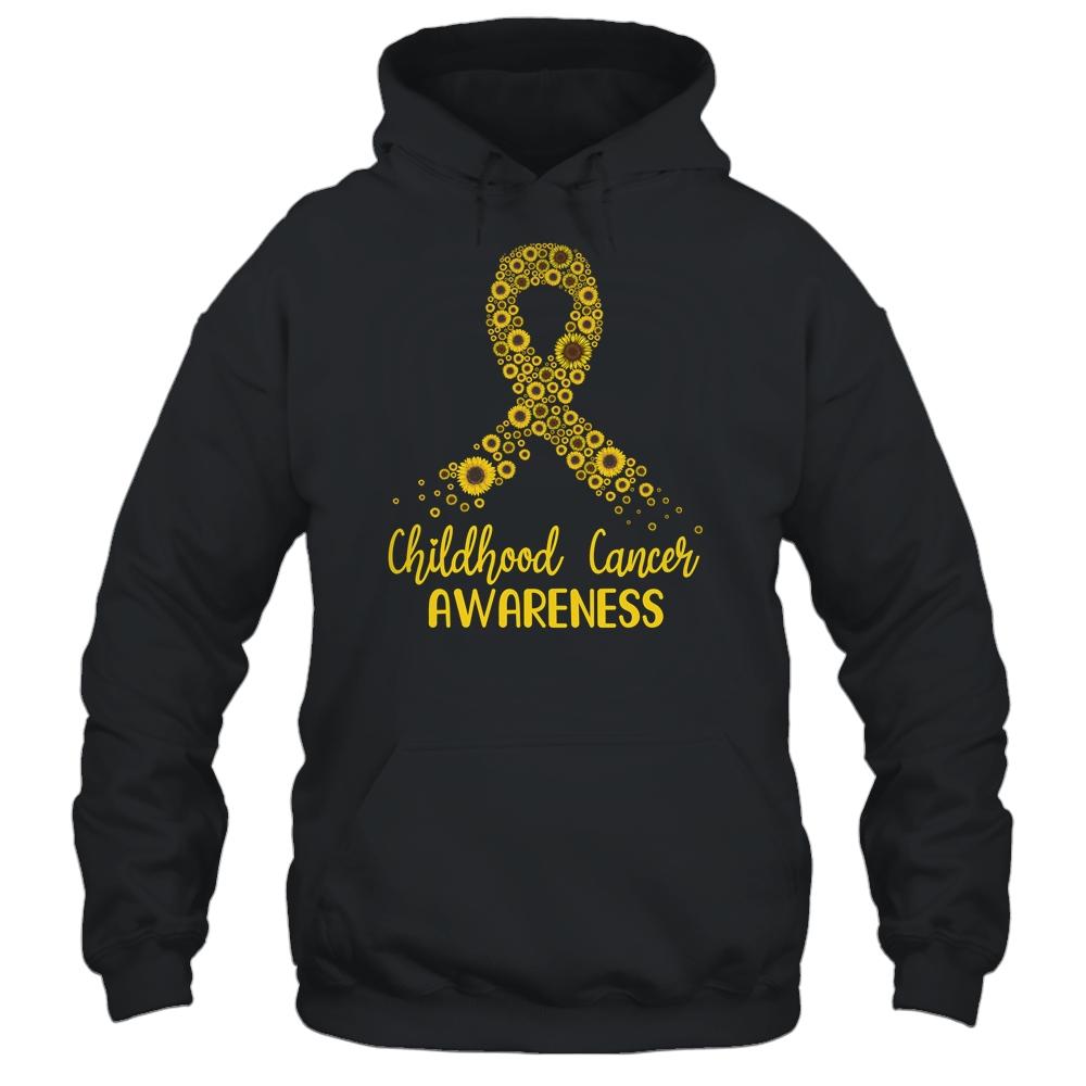 Childhood Cancer Awareness September Month Sunflower Gold-T-Shirt & Hoodie-Pullover Hoodie-Black