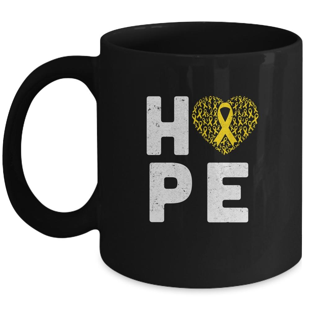 Childhood Cancer Fighter Hope Gold Ribbon Awareness Mug-Coffee Mug-Mug-Black