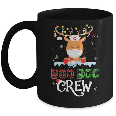 Christmas Boo Boo Crew Reindeer Nurse Buffalo Plaid Nurse Mug-Coffee Mug-Mug-Black