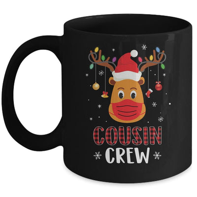 Christmas Cousin Crew Reindeer Mask Red Plaid Mug-Coffee Mug-Mug-Black