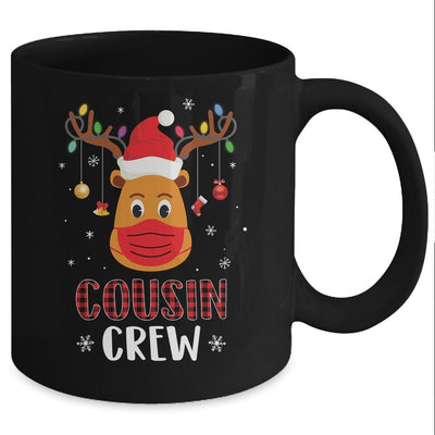 Christmas Cousin Crew Reindeer Mask Red Plaid Mug-Coffee Mug-Mug-Black
