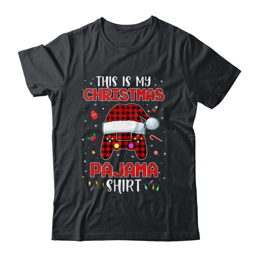 Christmas Gamer Santa Red Plaid This Is My Christmas Pajama-T-Shirt & Sweatshirt-Classic T-Shirt-Black