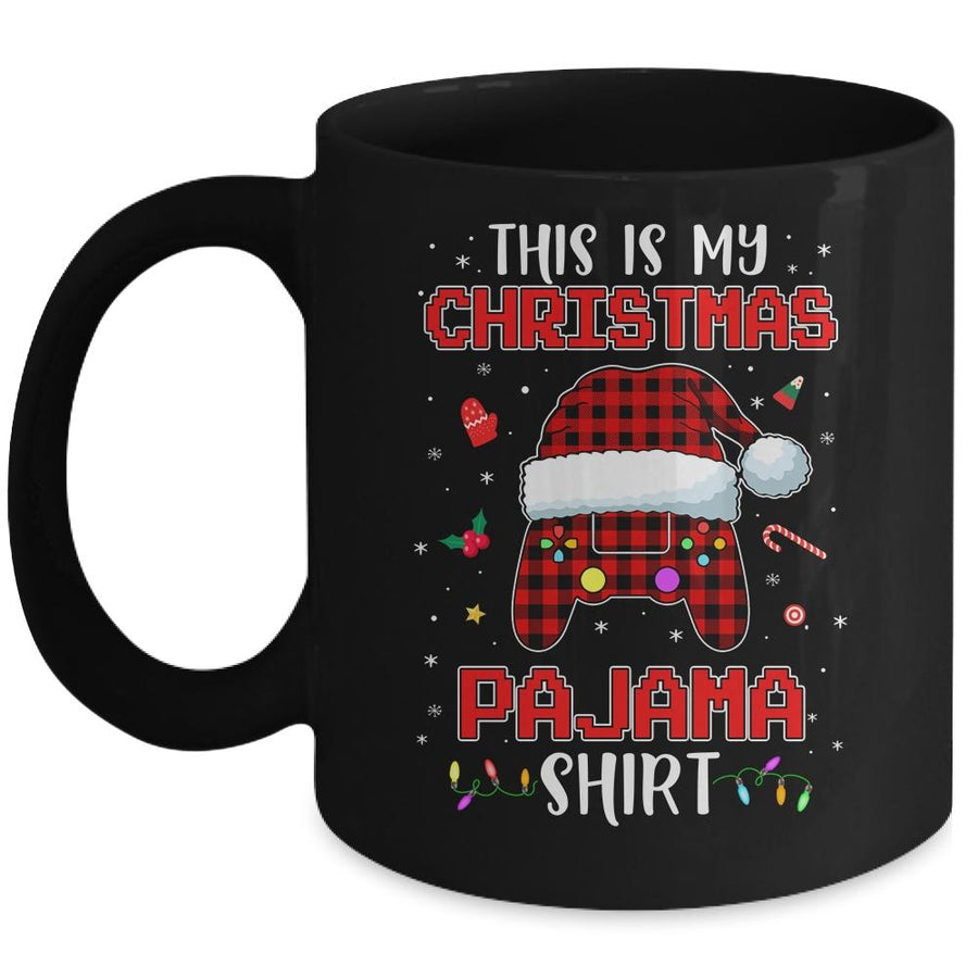 Christmas Gamer Santa Red Plaid This Is My Christmas Pajama Mug-Coffee Mug-Mug-Black