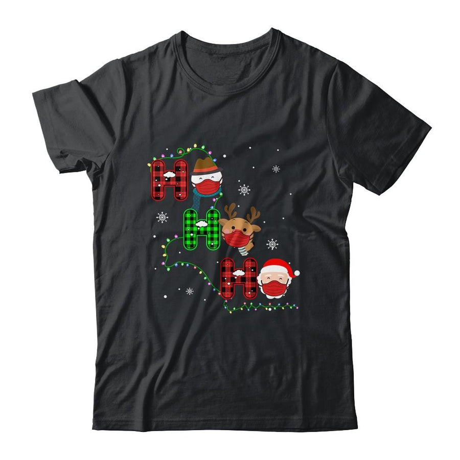 Christmas Ho Ho Ho Santa Reindeer Snowman Face Mask Pajama-T-Shirt & Sweatshirt-Classic T-Shirt-Black