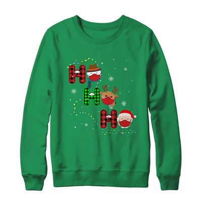 Christmas Ho Ho Ho Santa Reindeer Snowman Face Mask Pajama-T-Shirt & Sweatshirt-Crewneck Sweatshirt-Irish Green