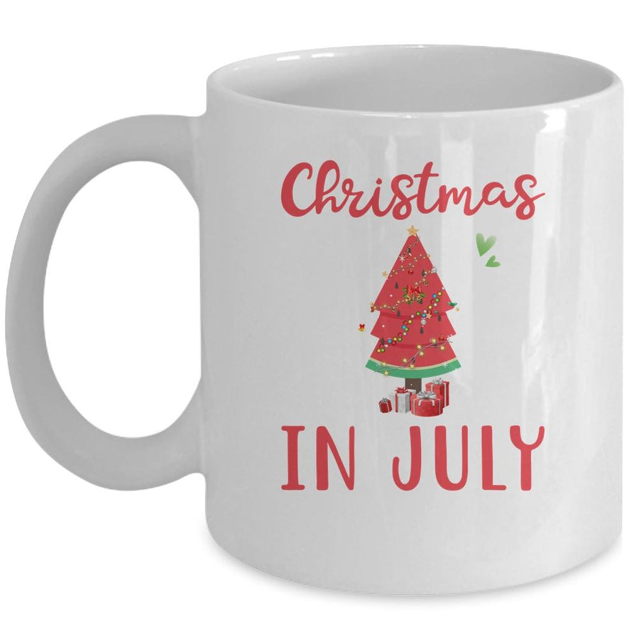 Christmas In July Watermelon Christmas Tree Summer Mug-Coffee Mug-Mug-White