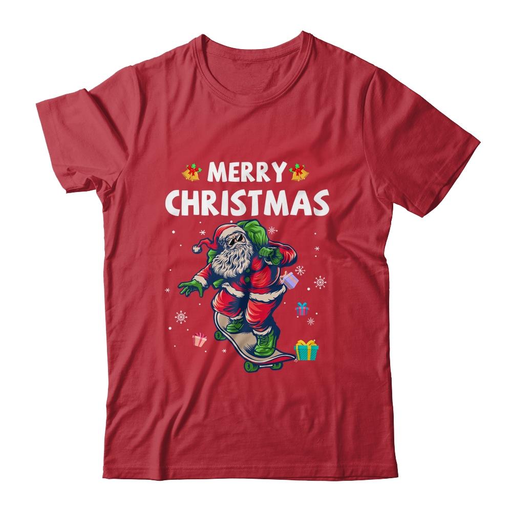 Christmas Skateboarding Santa Skater-T-Shirt & Sweatshirt-Classic T-Shirt-Red