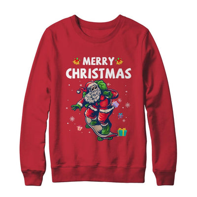 Christmas Skateboarding Santa Skater-T-Shirt & Sweatshirt-Crewneck Sweatshirt-Red
