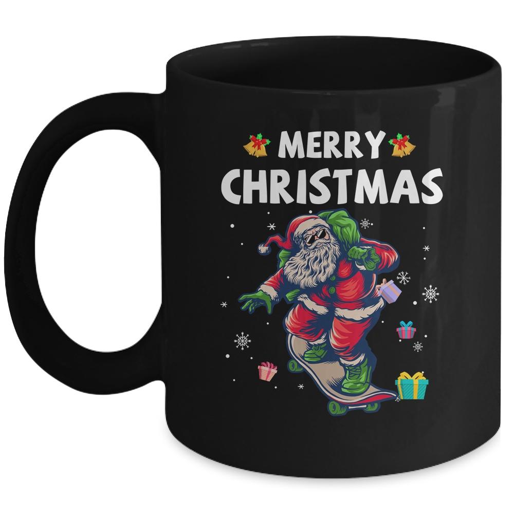 Christmas Skateboarding Santa Skater Mug-Coffee Mug-Mug-Black