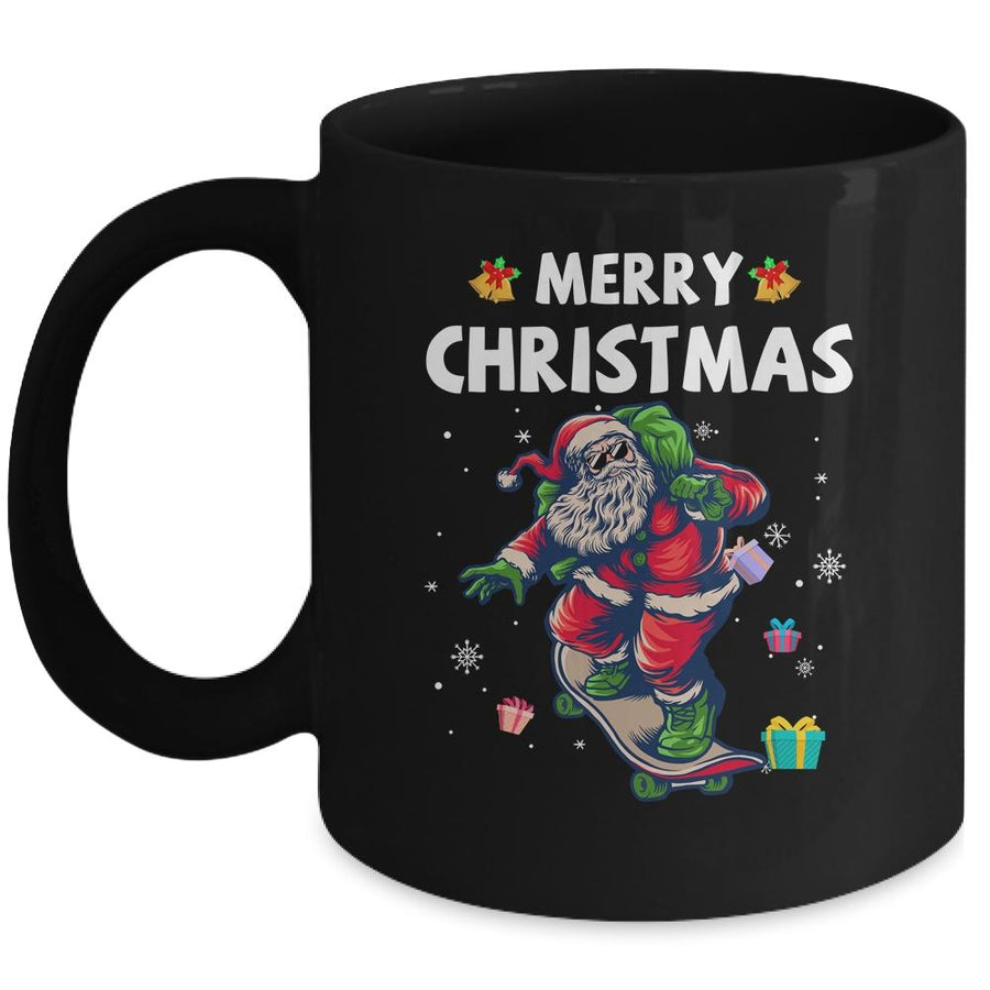 Christmas Skateboarding Santa Skater Mug-Coffee Mug-Mug-Black