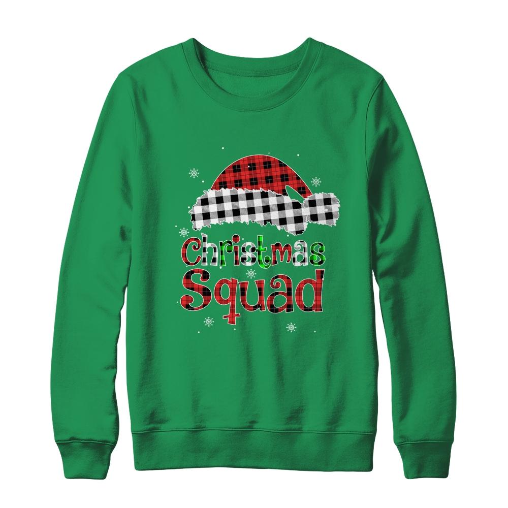 Christmas Squad Red Plaid Family Matching Christmas Pajama-T-Shirt & Sweatshirt-Crewneck Sweatshirt-Irish Green