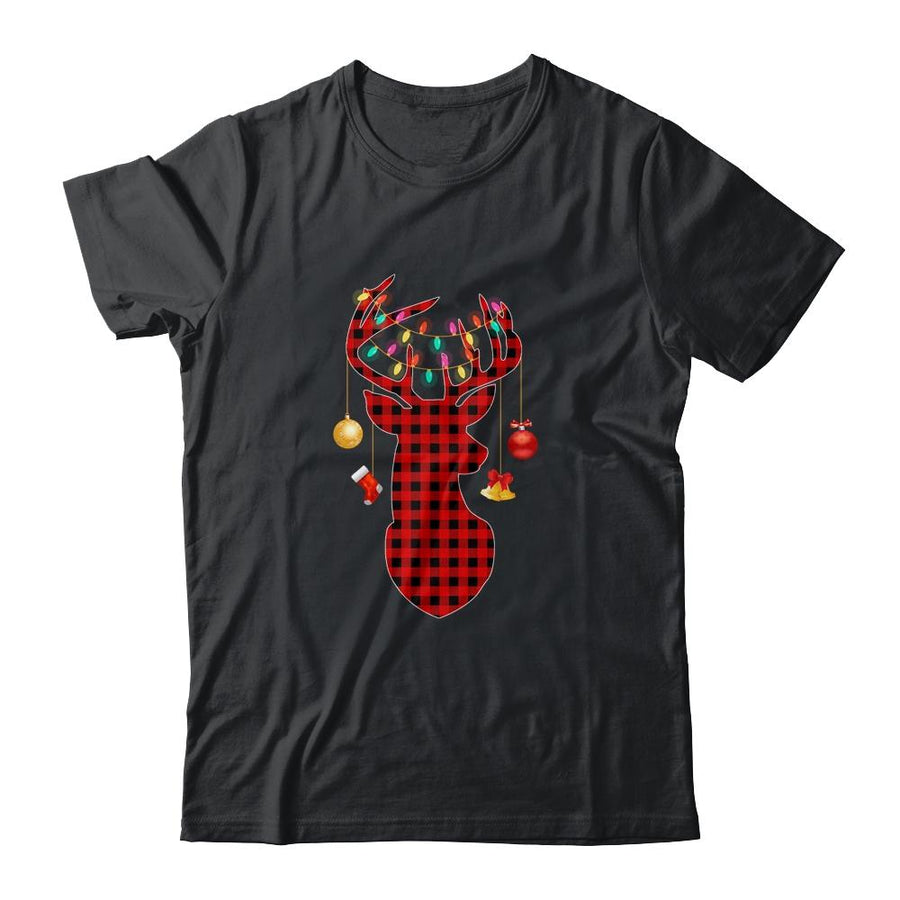 Classic Red Black Christmas Buffalo Plaid Deer-T-Shirt & Sweatshirt-Classic T-Shirt-Black