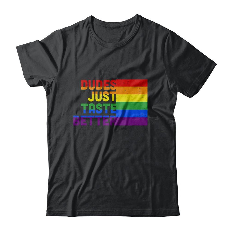 Dudes Just Taste Better Funny Rainbow LGBT Gay Month Pride-Apparel CC-Classic T-Shirt-Black