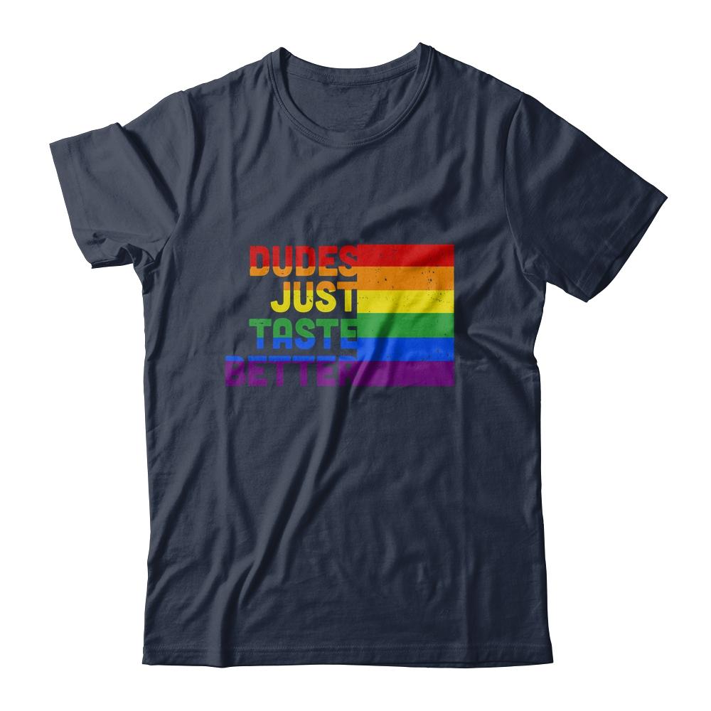 Dudes Just Taste Better Funny Rainbow LGBT Gay Month Pride-Apparel CC-Classic T-Shirt-Navy